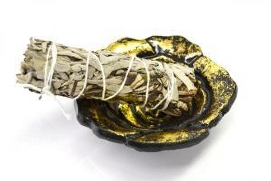 Gold Floral Smudge Bowl